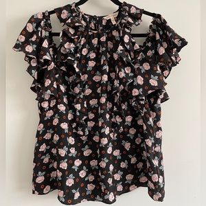 100% Silk Ruffle Blouse Rebecca Taylor size 10